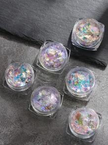 彩虹色镀铬指甲粉，6 盒水晶火蛋白石薄片用于美甲，全息大块闪光美人鱼亮片，变色龙薄片套装，冰极光玻璃纸美甲亮片装饰 DIY 指甲饰品指甲宝石美甲用品 - 彩色 - 查看 7