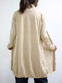 Suéter largo tipo cardigan color beige con dorado - Dorado - Ver 3