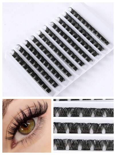 Cluster Eyelashes,10 Rows 3D Effect False Eyelashes, Natural-Looking Fake Eyelashes Thick Soft Cluster Lashes, Individual Flare, Segmented Diy Lash Extension Fake Eyelashes
