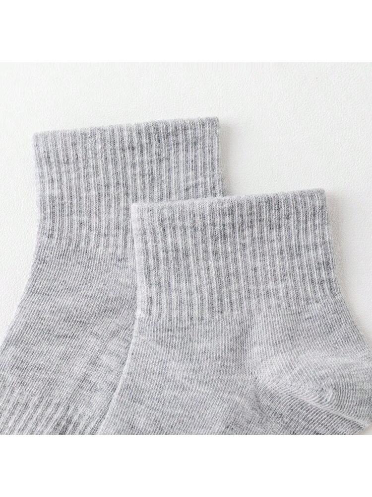 5 Pairs Grey Socks, Solid Color Mid-Calf Socks, Korean Style Socks For Summer And Autumn/Winter, Suitable For Sports And Casual Wear