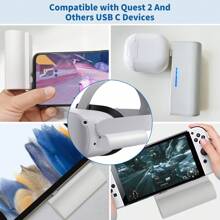 5000mAh Lightweight Extended Battery Pack For Oculus/Meta Quest 2 And Quest, Compatible With Elite Strap, Enhance Playtime By Extra 2.5 Hours - White - View 2