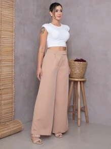 Women Pants - 駝色 - 查看 4