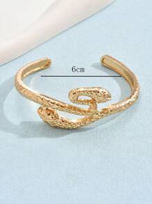 1pc Minimalist Metallic Snake Design Bangle, Suitable For Daily & Party Wear - Yellow Gold - View 5