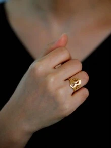 1件不鏽鋼貓形戒指,可愛動物極簡風時尚配件,派對和情侶禮物 - 動物系列 - 查看 2