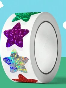 1roll/500pcs 2.5cm Self-adhesive Assorted Color Star Stickers For Reward Chart, Decoration, Labeling - Multicolor - View 4