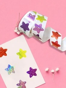 1roll/500pcs 2.5cm Self-adhesive Assorted Color Star Stickers For Reward Chart, Decoration, Labeling - Multicolor - View 3