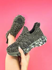 Women's Spring/autumn Casual Knitted Mesh Shoes With Anti-skid And Abrasion Resistance For Sports, Camouflage Running Shoes