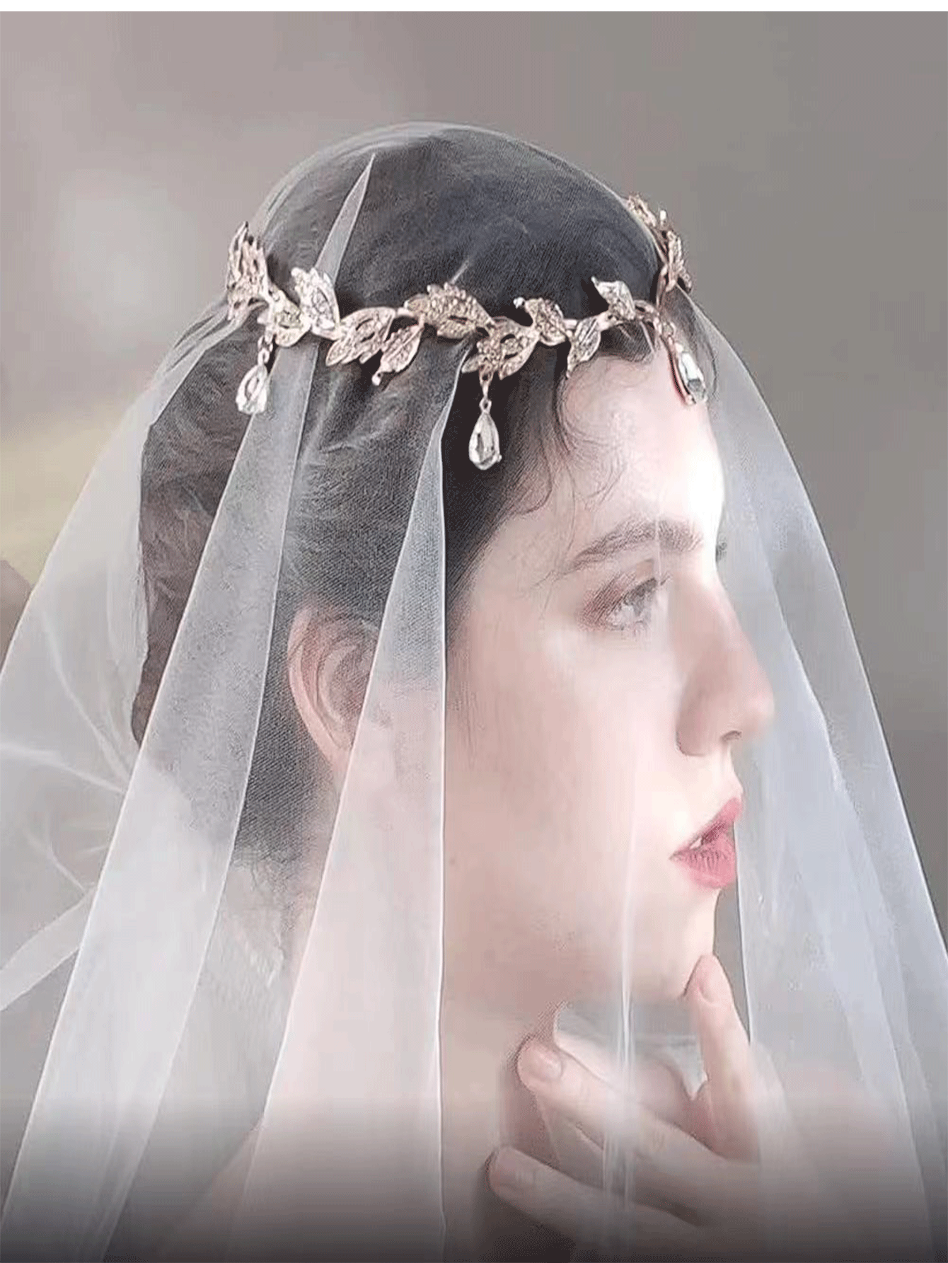 1pc Bridal Headpiece With Comb And Rhinestone Decoration For Wedding Party - White - View 2