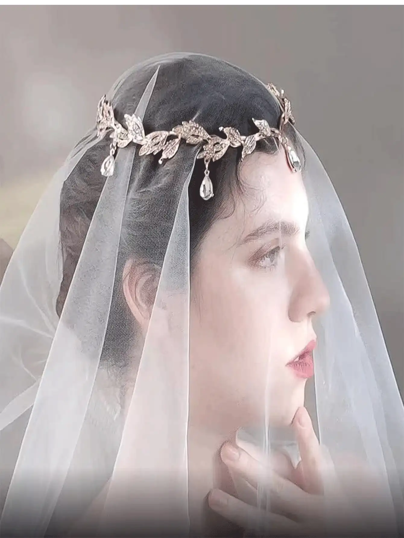 1pc Bridal Headpiece With Comb And Rhinestone Decoration For Wedding Party - White - View 2