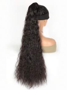 日常佩戴的水波紋黑色32英寸合成纖維馬尾合成髮片 - 黑色 - 查看 6