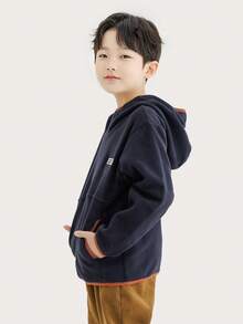 Áo Len Con Trai Khối Màu Lá thư - Màu xanh hải quân - Xem 5