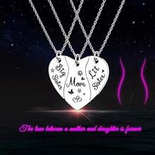 suteyi 1 套兒童心形匹配姐妹項鍊套裝適合 2 3 4,最好的朋友項鍊 Bff 項鍊套裝,母女吊飾項鍊,姐妹友誼項鍊,送給母女姐妹最好朋友的聖誕生日禮物 - 銀色 - 查看 1