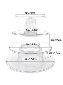 1pc Round 4 Layers Detachable Macaroon Display Stand, Plastic Dessert Tower Shelf, Table Decoration, Suitable For Birthday, Wedding Party - Clear - View 5