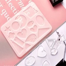 1pc Silicon Mold With 14 Grids For Resin Casting Geometric Earrings, Pendants Making - White - View 6
