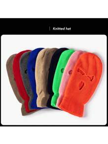 1入組女士多色保暖面罩與頸套,帽子和口罩,中性時尚針織帽 - 粉色 - 查看 10