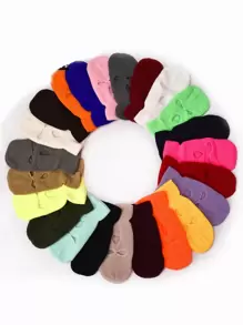 1入組女士多色保暖面罩與頸套,帽子和口罩,中性時尚針織帽 - 粉色 - 查看 4