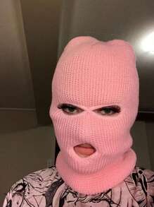 1入組女士多色保暖面罩與頸套,帽子和口罩,中性時尚針織帽 - 粉色 - 查看 1