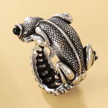 复古时尚开口可调节蜥蜴戒指男士朋克仿古银动物戒指个性化节日珠宝礼物送给朋友