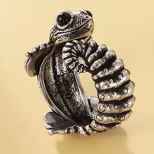 复古时尚开口可调节蜥蜴戒指男士朋克仿古银动物戒指个性化节日珠宝礼物送给朋友