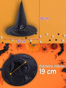 Sombrero de Bruja para Halloween - Negro - Ver 2