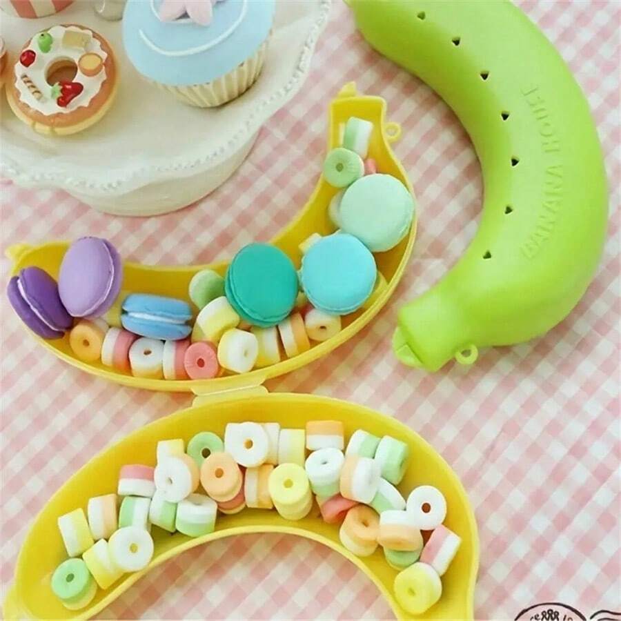Cute Banana Shaped Storage Box, Outdoor Portable Fruit Container For