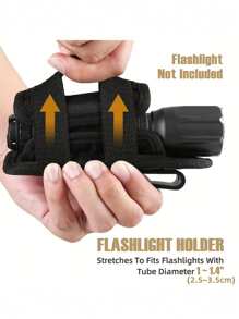 1pc Durable Molle Flashlight Holster,Nylon Torch Carry Case With 360 Degree Carabiner Reel Clip,Rotatable Flashlight Holder Belt Clip,Easy Access And Hands-Free Use - Ideal For Outdoor Activities, Spring Outdoor Sports, Valentine's Gift - Black - View 5