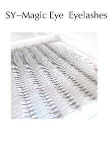 1盒480片，預製扇形，簇狀睫毛，3D，捲曲C，厚度0.1mm，自然柔軟，手工嫁接假睫毛