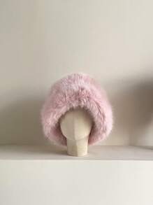 1pc Ladies' New Arrival Thickened Warm Plush Ear Protection Bucket Hat, Pink, Suitable For Outdoor Activities In Fall/Winter Like Travel, Hiking, Skiing, Cycling & Daily Wear, Popular Style In Europe And America Street