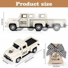 Hxezoc 咖啡館咖啡裝飾金屬卡車,配有咖啡豆麻布袋,復古皮卡車,用於農家咖啡站家用咖啡桌面裝飾 - 米色 - 查看 2