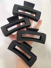 4 Piezas Ganchos De Pelo Para Mujer De Color Sólido, Clips De Pelo Con Estilo Básico Adecuados Para Cabello Grueso, Incluidos 4 Grandes Ganchos De Pelo Para Peinados - Negro - Ver 1