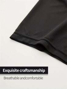 男士寬鬆編織短袖健身衫,快乾運動健身t恤,透氣排汗運動服上衣,跑步運動船領t恤健身服基礎t恤