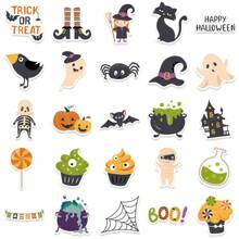 100pcs Cartoon Pumpkin, Monster & Skull Pattern Halloween Party Decorative Stickers For Luggage, Guitar, And Printing Paper - Multicolor - View 7