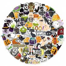 100pcs Cartoon Pumpkin, Monster & Skull Pattern Halloween Party Decorative Stickers For Luggage, Guitar, And Printing Paper - Multicolor - View 6