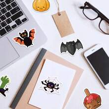 100pcs Cartoon Pumpkin, Monster & Skull Pattern Halloween Party Decorative Stickers For Luggage, Guitar, And Printing Paper - Multicolor - View 5