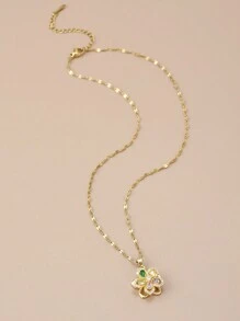 1 件不锈钢 5 瓣旋转花项链，适合女性日常佩戴，女士金色项链，高品质 18K 金项链，女士珠宝项链，万圣节礼物，圣诞节礼物，女士配饰 - 彩色 - 查看 3