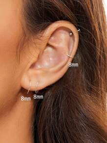 3Pcs Silver Nose Rings Hoops for Women/Men, 22 Gauge 8mm Small Thin Nose Piercing Jewelry,Tiny Septum Cartilage Helix Tragus Earrings Hoops