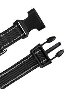 Reflective Adjustable Dog Collar, Nylon Buckle, Classic Multicolor & Multisize, Suitable For Puppies, Small, Medium And Large Dogs - Black - View 4