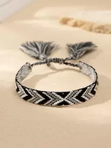 Braided Detail Tassel Decor Bracelet