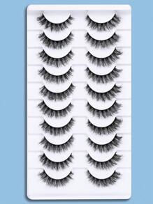 Himirell 10pairs/set 6-18mm Messy & Fluffy Crisscross False Eyelashes, Suitable For Daily Wear And Date Night - Black - View 1