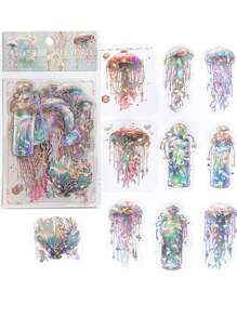 MO CARO 20入組水晶寵物貼紙,附海蜇圖案,3d激光銀色gukka貼紙,筆記本貼紙 - 彩色 - 查看 1