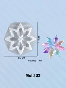 1入組自製水晶環氧樹脂模具,用於製作雪花吊飾和項鍊裝飾,高鏡面硅膠模具適用於女性日常佩戴 - 無色 - 查看 9