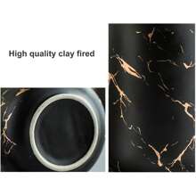 LAOPAO 1pc 11oz Marble Gold And Black Inlaid Ceramic Lotion Dispenser, Soap Pump Bottle For Kitchen And Bathroom, Marble Pattern - Black - View 11