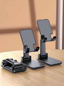 1 件黑色可折疊、可伸縮和多功能桌面手機支架 - 黑色 - 查看 5