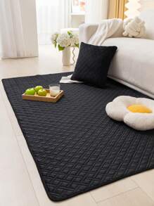 1入組短毛絨刺繡地毯適用於客廳,學習,臥室,ins風格裝飾地毯,防塵&防刮 - 黑色 - 查看 4