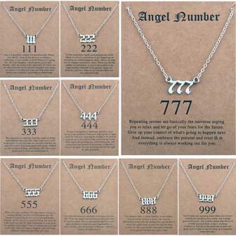 1入時尚數字寶石項鏈111、222、333、444、555、666、777、888、999,適用於女性日常穿搭