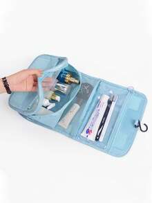 可折疊掛式旅行化妝包，1入大容量透氣時尚的洗漱袋浴室淋浴袋，帶隔板多功能化妝品組織袋小提包化妝刷存儲包，適用於唇膏，化妝刷，手機，等，適用於家庭，旅行和學校，化妝袋化妝包護膚品化妝品牙刷收納包，旅行必備用品，豪華郵輪必備用品，宿舍必備用品，婚禮伴娘禮物，媽媽禮物，生日禮物，朋友和老師禮物，家居裝飾，浴室客廳臥室裝飾，浴室組織，珠寶收納盒，唇油收納盒，指甲油收納盒，化妝品收納盒，化妝箱 - 藍色 - 查看 10