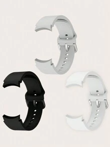 3 件/套黑色白色灰色同色帶扣矽膠智能手錶帶兼容三星 Galaxy Watch 6/5/4 - 彩色 - 查看 5
