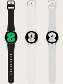 3 件/套黑色白色灰色同色帶扣矽膠智能手錶帶兼容三星 Galaxy Watch 6/5/4 - 彩色 - 查看 3