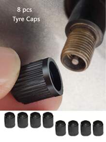 8入組黑色塑料車輪輪胎氣門芯蓋 - 黑色 - 查看 1