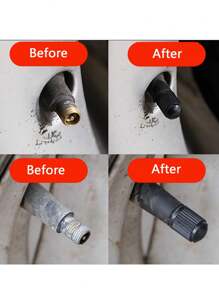 8入組黑色塑料車輪輪胎氣門芯蓋 - 黑色 - 查看 4